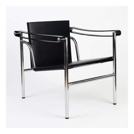 Sessel LC1 Cassina – Schwarzes Leder & Chrom (Sehr guter Zustand)