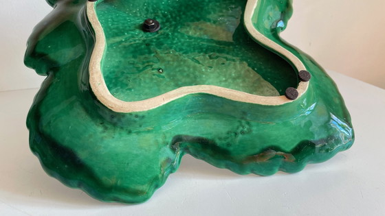 Image 1 of Vintage Enameled Ceramic Barbotine Dish