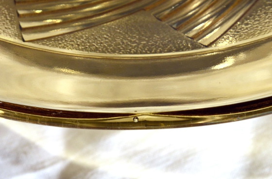 Schale im Art-Deco-Stil aus rauchfarbenem Pressglas und versilbertem Metall, 30 x 8 cm – Dekorative Objekte (photo 10 of 11)