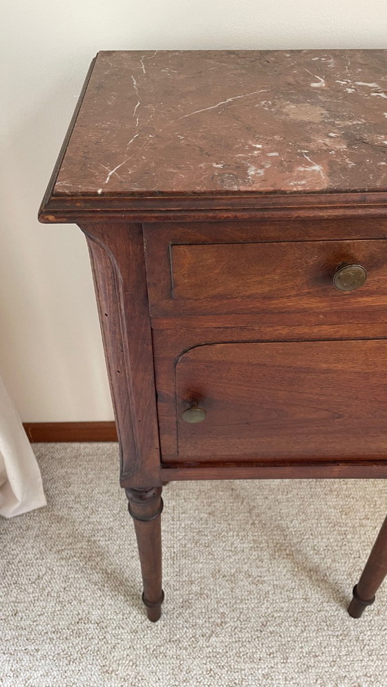 Image 1 of TABLE de Chevet Ancienne MARBRE et Bois