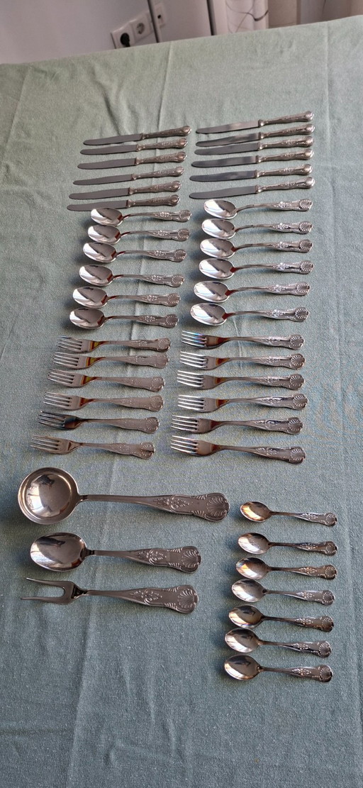 Luxe verzilverd bestek, Kings Pattern, Fleuron, Christofle