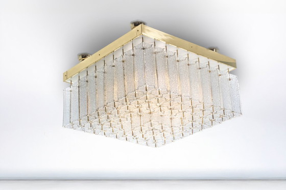 Image 1 of Lampada da soffitto Bohemian in vetro testurizzato e ottone, anni '60