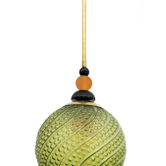 Image 1 of Lampada a sospensione in vetro soffiato di Murano e ottone