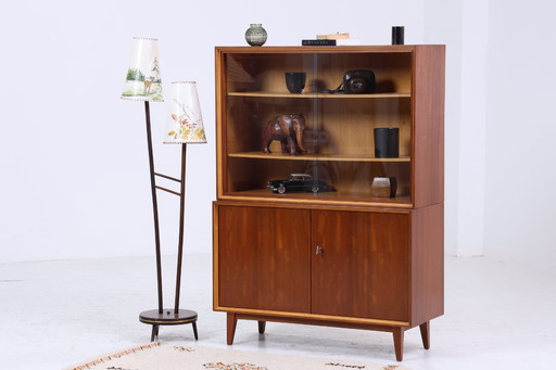 Vintage display cabinet 60s | Mid - Century cabinet retro wood storage #07-67