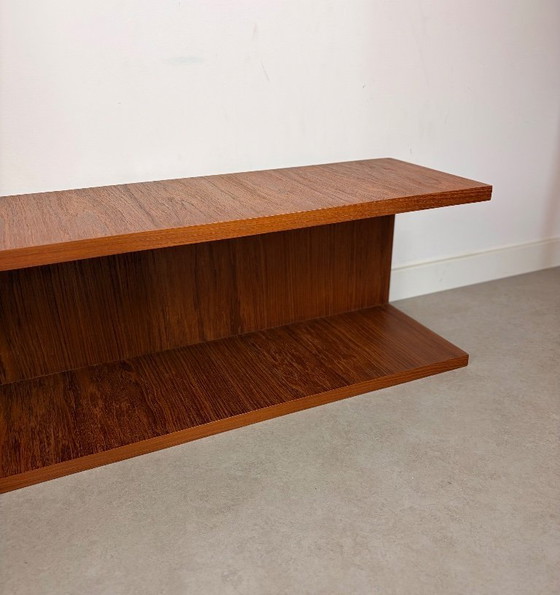 Image 1 of Teak wandplank, Wilhelm Renz stijl, zwevende plank, u plank