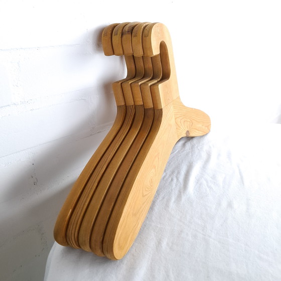 Image 1 of 5 vintage clothes hangers solid pine Sven Larsson 70s Swedish design mid-century modern