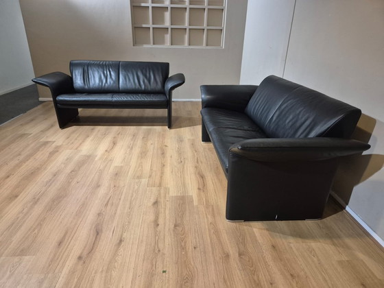 Image 1 of 2x Jori Indy - Canapé 2,5 places - Noir - Cuir - Très bon état -Design