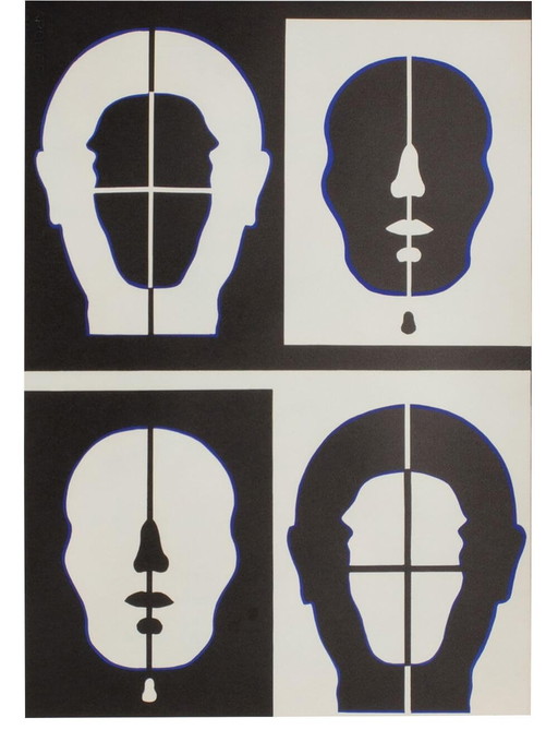 Lithographie Visage Négatif de Roy AdzaK, 1972