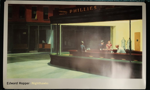 Edward Hopper. Nighthawks 1942 (Öl auf Leinwand). Xxl Größe 161X 100Cm. Signiert auf der Platte.