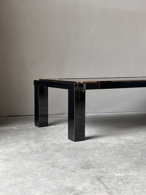 Image 1 of Großer Couchtisch aus Gold und Rauchglas von Belgochrom, 1970er Jahre