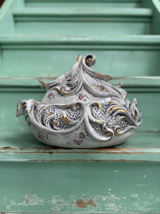 Image 1 of Capodimonte porseleinen schaal met deksel