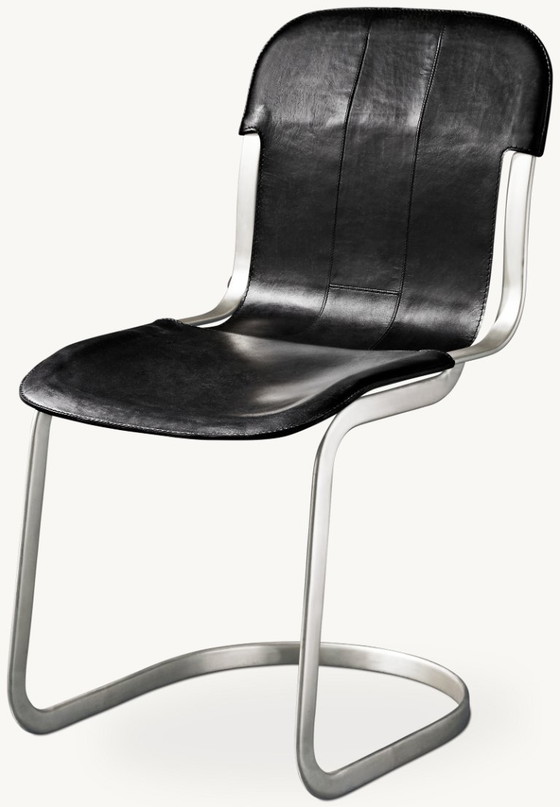 6 Sedie da pranzo, pelle nera e metallo, Restoration Hardware, Nero, Modern (foto 2 di 8)