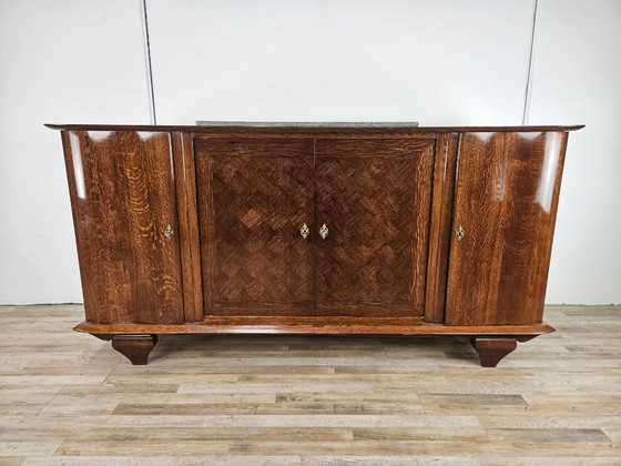 Image 1 of Art Decò oak sideboard for dining room with marble top