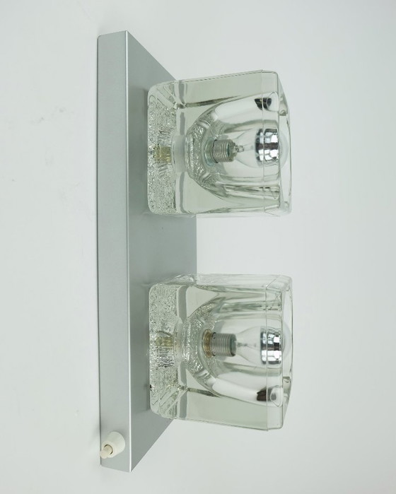 Image 1 of no. 1 of 2: vintage mid century peill & putzler SCONCE with 2 glass cubes 1960s/70s wall light