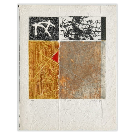 Bernard REMUSAT, gravure au carborundum signée, Le Sommet – lithos zeefdrukken, Paper (photo 2 of 5)