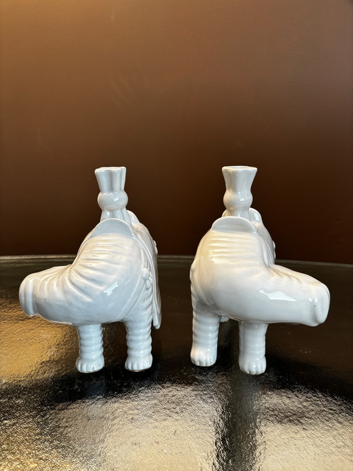 2 Porcelaine Éléphant Blanc de Chine