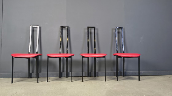 Image 1 of Vintage postmoderne eetkamerstoelen van Cattelan Italila