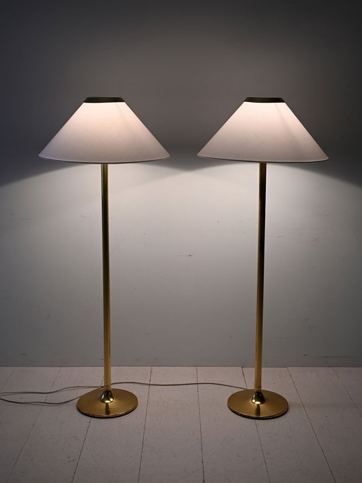 Paar Scandinavische messing vloerlampen