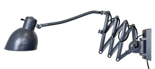 Grey Painted Industrial Scissor Wall Lamp, 1960s