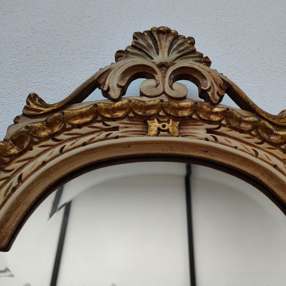 Image 1 of Mesa consola de pared, mesa auxiliar con tapa de mármol y espejo