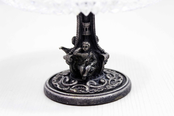 Image 1 of Kom van kristal en verzilverd metaal 1930