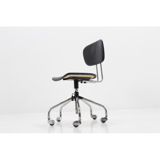 Vintage chromed wheel office chair - 1970s