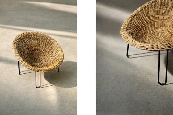Sedia sferica vintage in rattan, stile moderno boho di metà secolo, italiana, anni '50. – Poltrone, Metal (photo 8 of 20)