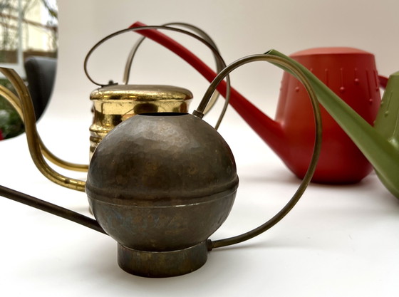 Image 1 of Collection of watering cans – 2× Ebert, 2× brass (1960s) & 1× very old copper can (around 1900)