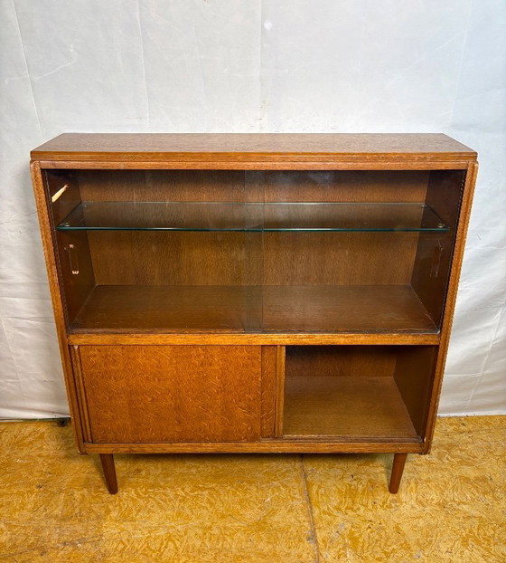 Image 1 of Mid-Century Retro Vintage Oak Display Cabinet by G Plan – Brandon Range   Compact Design • Sliding Doors • Iconic British Mid-Ce