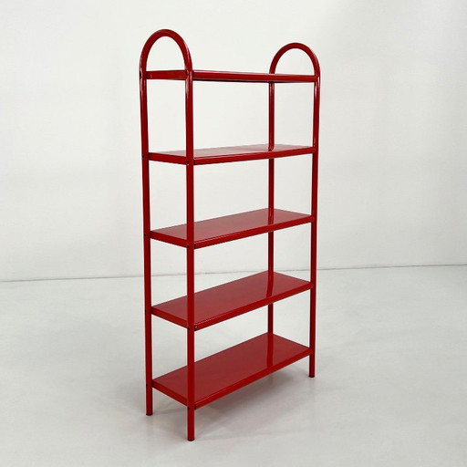 Red Tubular Standing Shelf, 1980s