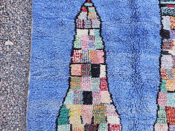 Image 1 of Alfombra marroquí azul bígaro de 3x2 m - Alfombra geométrica pixelada vibrante
