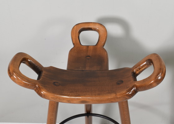 Image 1 of 4x Eiche Barhocker im Stil von Sergio Rodrigues 1970er Jahre