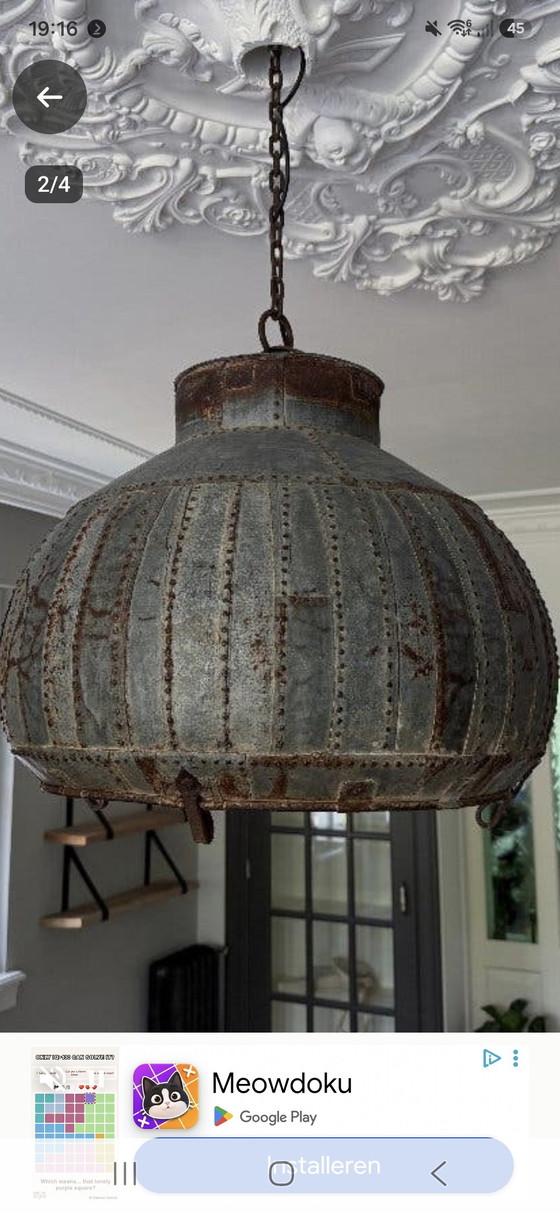 Splendida Lampada Brocca d'Acqua Indiana, Industriale, Originale e Autentica! – Lampade a sospensione (photo 2 of 7)