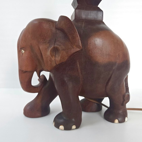 Image 1 of MAGNIFIQUE LAMPE ELEPHANT VINTAGE ART DECO 1940 1950 EN BOIS MASSIF 40S 50S