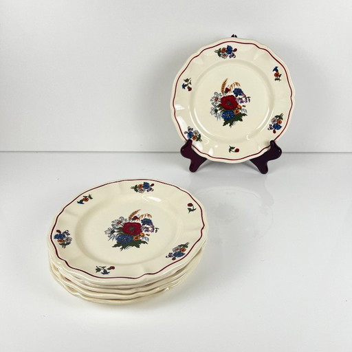Lot de 6 Assiettes à Dessert "Agreste" Sarreguemines, XXe S.