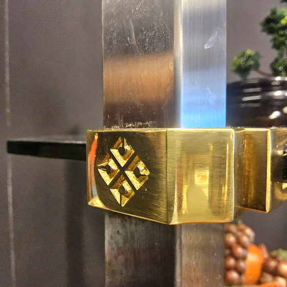 Image 1 of Vintage 80s Design Glass/Steel Display Cabinet by Peter Ghyczy (Dutch Design) Glass Wall Shelves