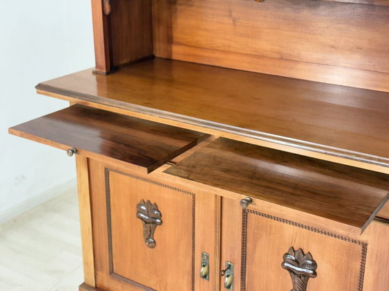 Image 1 of Antik Küchenbuffet um 1900 | Jugendstil Küchenschrank | 2-teilig | Massivholz-Eiche