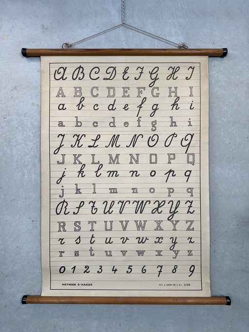 Carte scolaire ancienne en lin 'Clean Script' - D'Haese