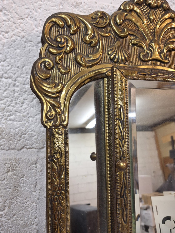 Image 1 of Antique brass mirror cabinet