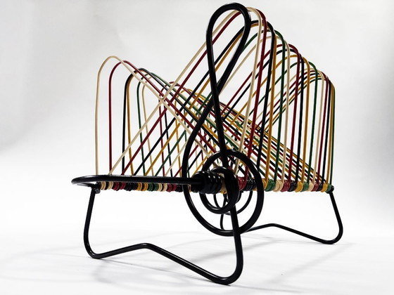 Image 1 of Rangements Vinyles Vintage • Support 45T • Métal Laqué • Scoubidou • 1950-1960