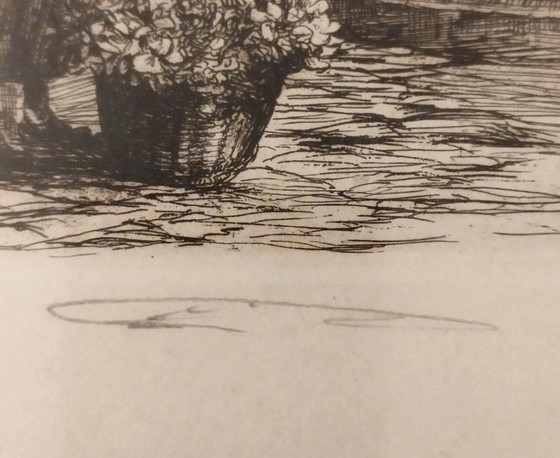 Originele ets van Aimé Edmond Dallemagne, Saint-Michel Fontein in Parijs – Litho's & Zeefdrukken, Paper (photo 10 of 10)
