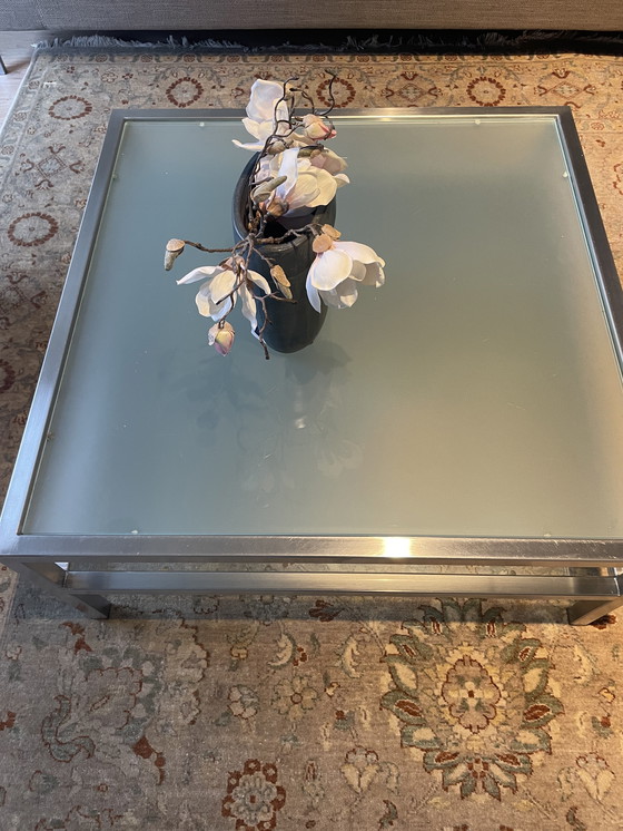 Image 1 of Couchtisch aus Glas in Edelstahlgestell