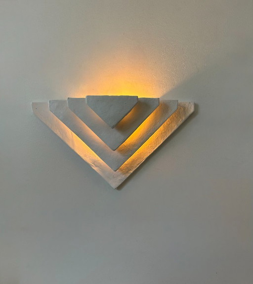 Applique vintage, plâtre blanc mat, France, 1970