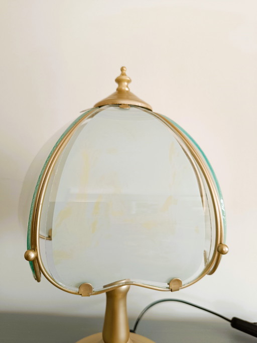 Lampe Style Tiffany en Verre Blanc et Jaune
