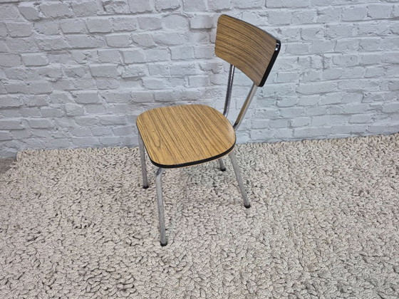 Image 1 of Mixed Set of 4 Vintage Design Kitchen Chairs by Brabantia, Wood-Effect Formica, The Netherlands, 1960s
