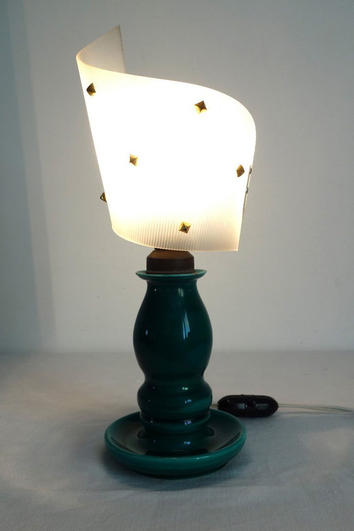 1950s ceramic and plastic table lamp