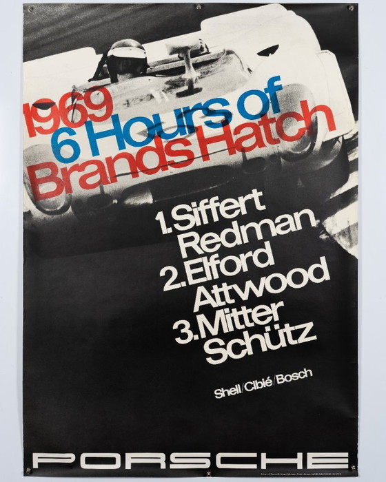 Porsche 6 Ore di Brands Hatch – 1969 – Poster originale vintage Porsche di Strenger – Mid-Century Modern – (photo 3 of 8)