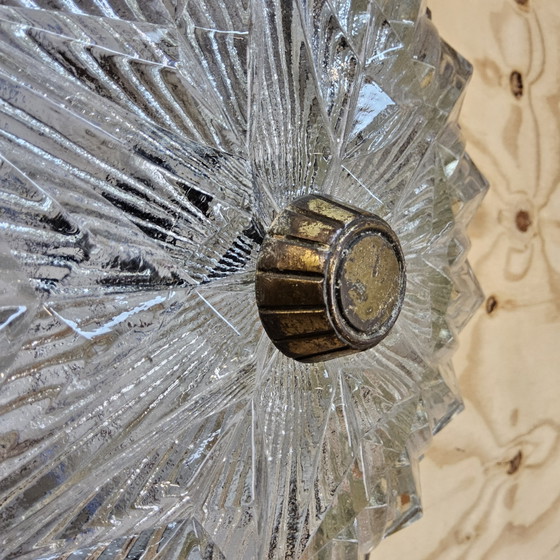Image 1 of Vintage Ceiling Lamp with Cut Glass and Brass Rim (40cm)