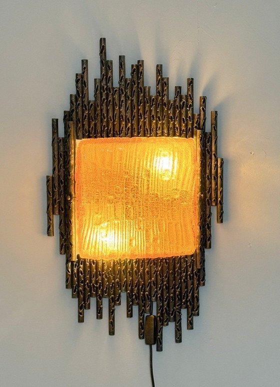 Image 1 of Brutalistische Wandleuchte/Wandlampe Marcello Fantoni, Italien, 1970er Jahre