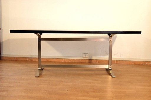 Table Formanova en palissandre et acier chromé, style milieu du siècle, par Gianni Moscatelli, 1965